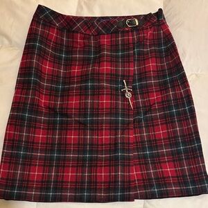 Pendleton Red and Black Plaid Midi Skirt